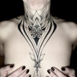 Christ tattoo feminin underboob blackwork